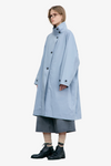 Raglan High Neck Trench Coat - Blue
