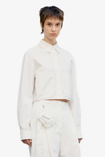 Cotton Pocket Crop Shirt - White