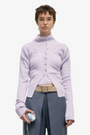 Deep V-Neck Knit Cardigan - Lavender