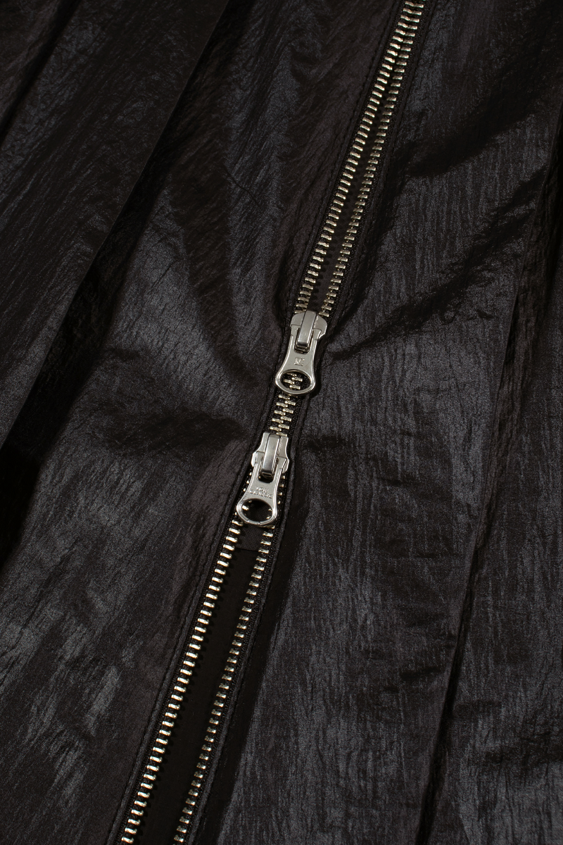 Pleated Zipper Skirt - Black