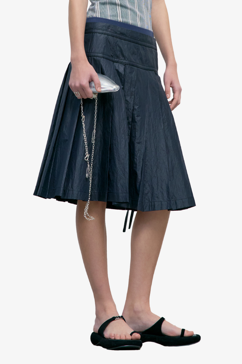 Pleated Zipper Skirt - Black