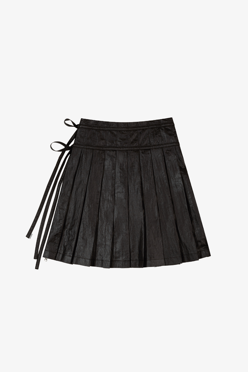 Pleated Zipper Skirt - Black