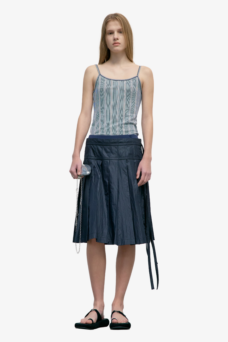 Pleated Zipper Skirt - Black