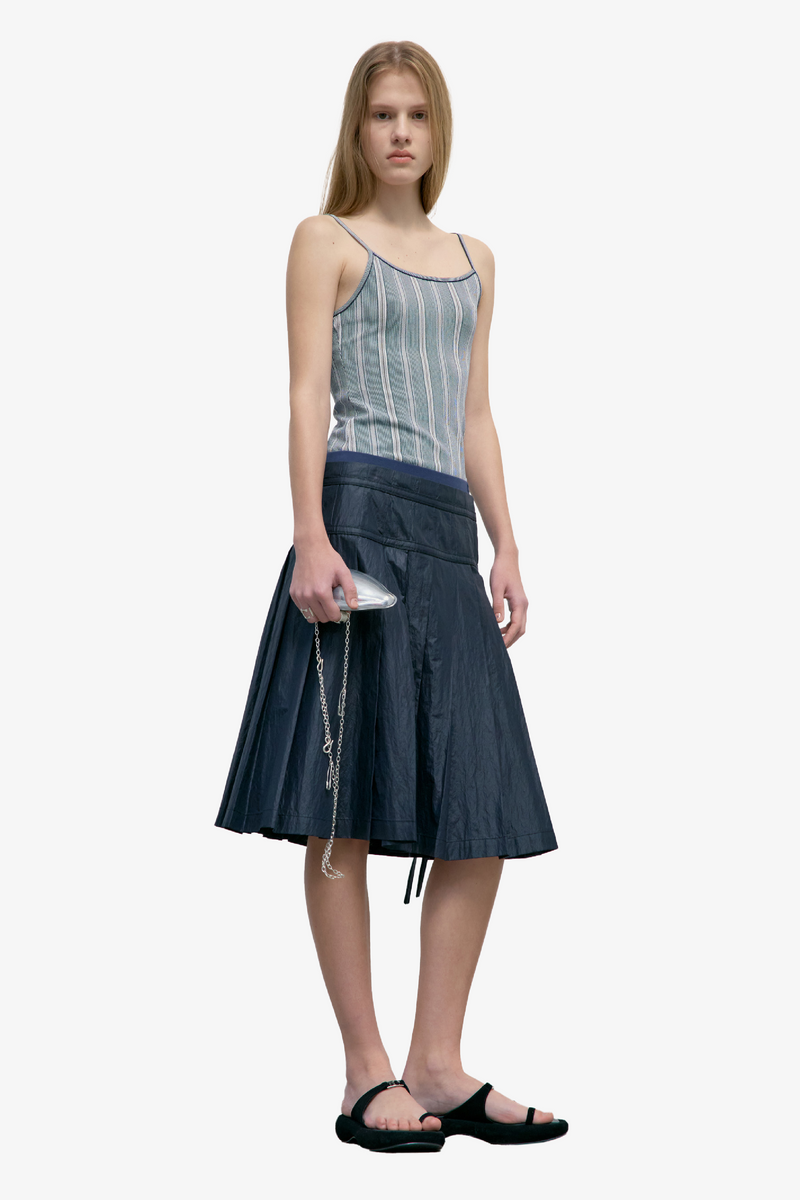 Pleated Zipper Skirt - Black