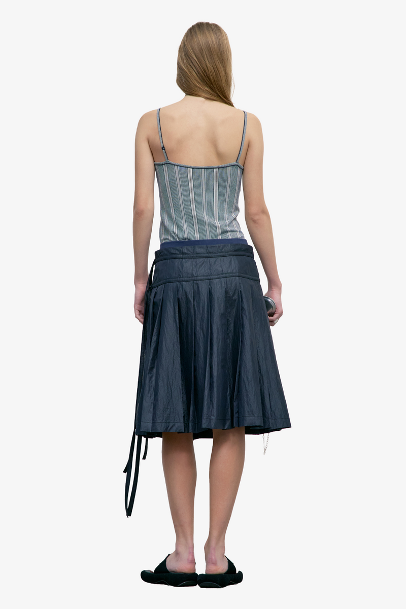 Pleated Zipper Skirt - Black