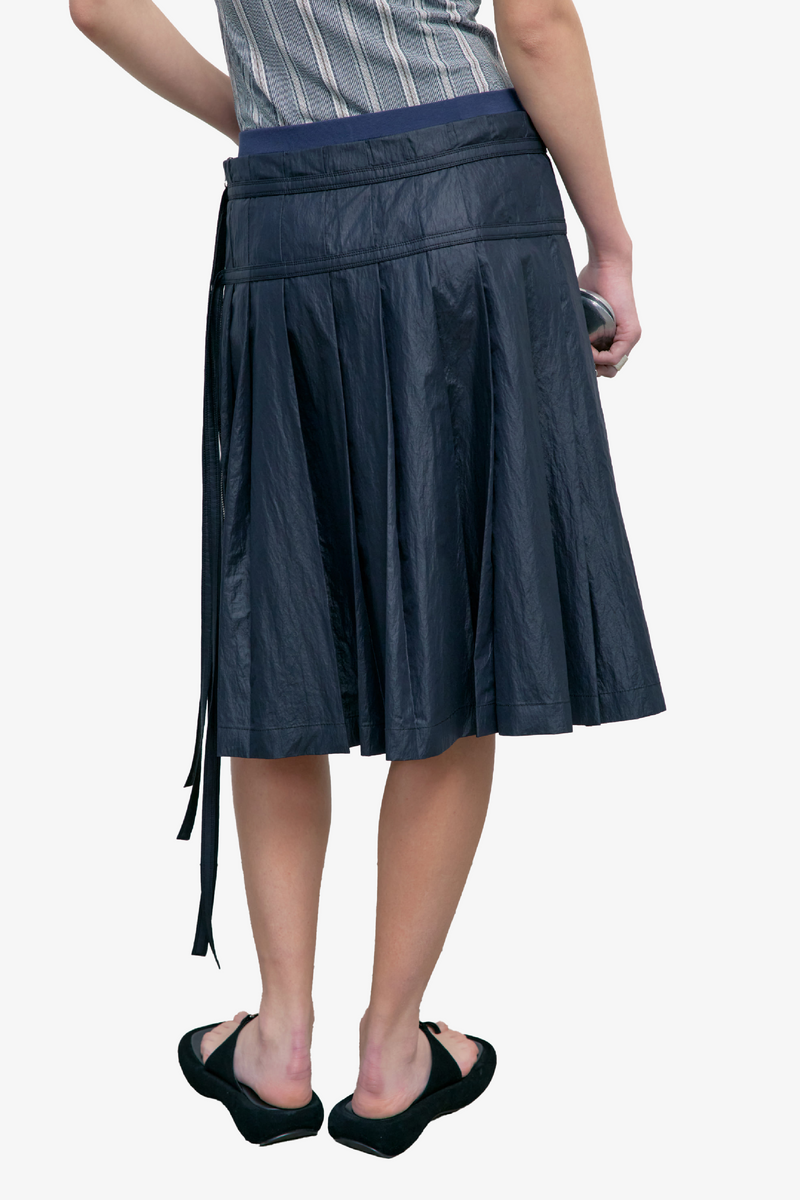Pleated Zipper Skirt - Black