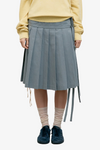 Pleated Zipper Skirt - Khaki