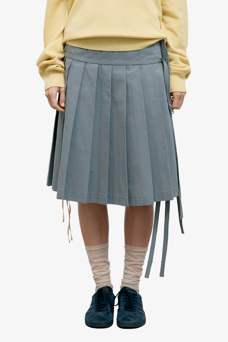 Pleated Zipper Skirt - Khaki