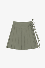 Pleated Zipper Skirt - Khaki