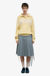 Pleated Zipper Skirt - Khaki