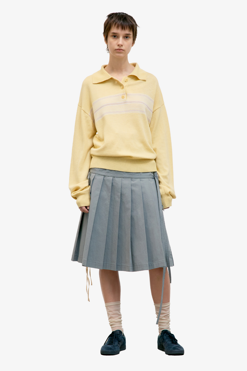 Pleated Zipper Skirt - Khaki