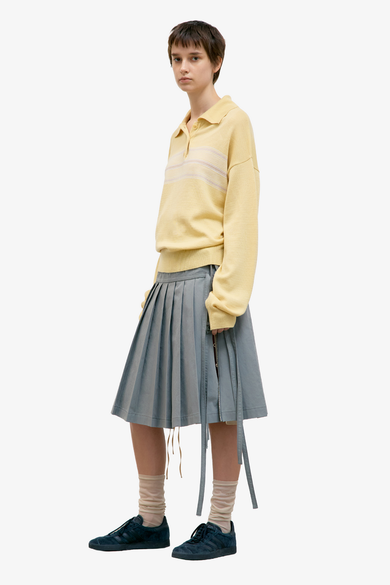 Pleated Zipper Skirt - Khaki
