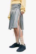 Pleated Zipper Skirt - Khaki