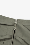Pleated Zipper Skirt - Khaki