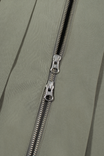 Pleated Zipper Skirt - Khaki