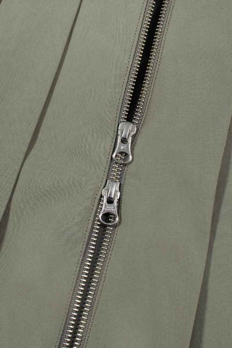 Pleated Zipper Skirt - Khaki