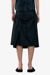 Raw Cut Shirring Skirt - Black