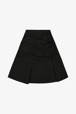 Raw Cut Shirring Skirt - Black
