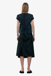 Raw Cut Shirring Skirt - Black