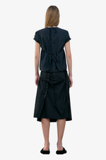 Raw Cut Shirring Skirt - Black