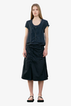 Raw Cut Shirring Skirt - Black