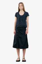 Raw Cut Shirring Skirt - Black