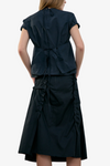 Raw Cut Shirring Skirt - Black