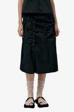 Raw Cut Shirring Skirt - Black
