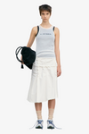Raw Cut Shirring Skirt - White