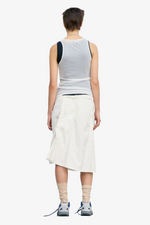 Raw Cut Shirring Skirt - White