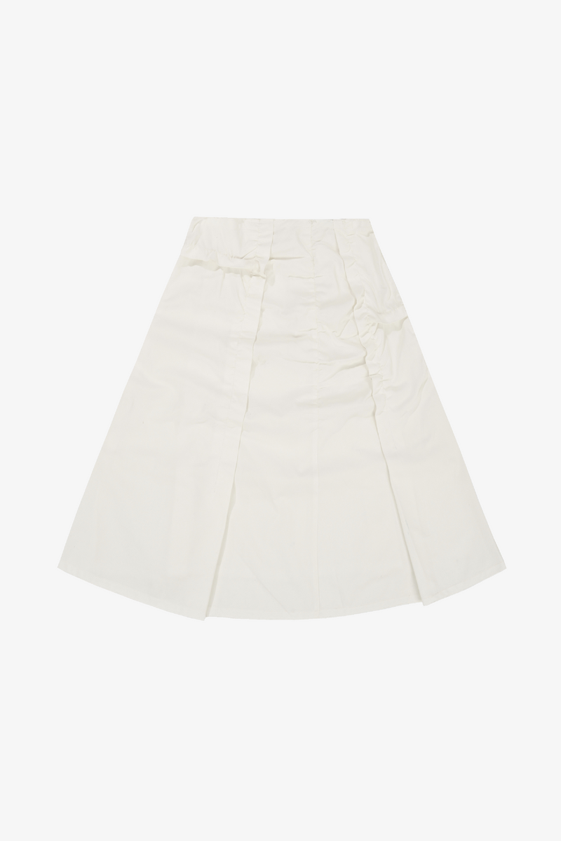 Raw Cut Shirring Skirt - White