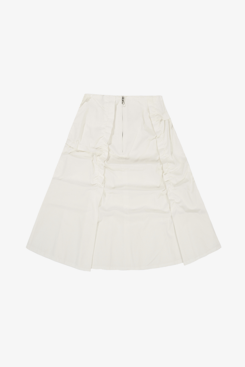 Raw Cut Shirring Skirt - White