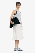 Raw Cut Shirring Skirt - White