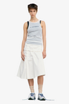 Raw Cut Shirring Skirt - White