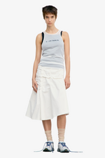Raw Cut Shirring Skirt - White