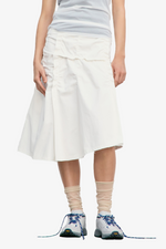 Raw Cut Shirring Skirt - White