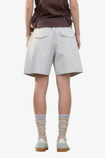 Tuck Point Turn-Up Shorts - Light Grey