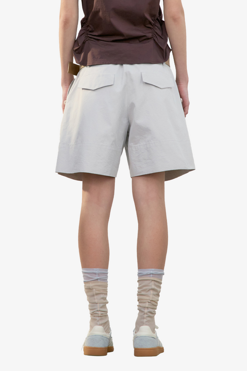 Tuck Point Turn-Up Shorts - Light Grey