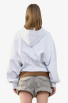 Back Rib Crop Hoodie - Melange Grey