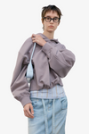 Back Rib Crop Hoodie - Red Brown