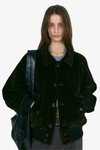 Washed Velvet Bomber Jacket - Brown