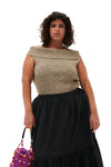 Cotton Poplin Maxi Flounce Skirt - Black