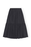 Cotton Poplin Maxi Flounce Skirt - Black