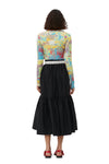 Cotton Poplin Maxi Flounce Skirt - Black
