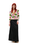 Double Satin Maxi Skirt - Black