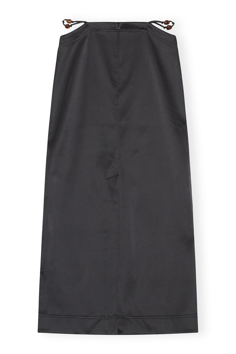 Double Satin Maxi Skirt - Black