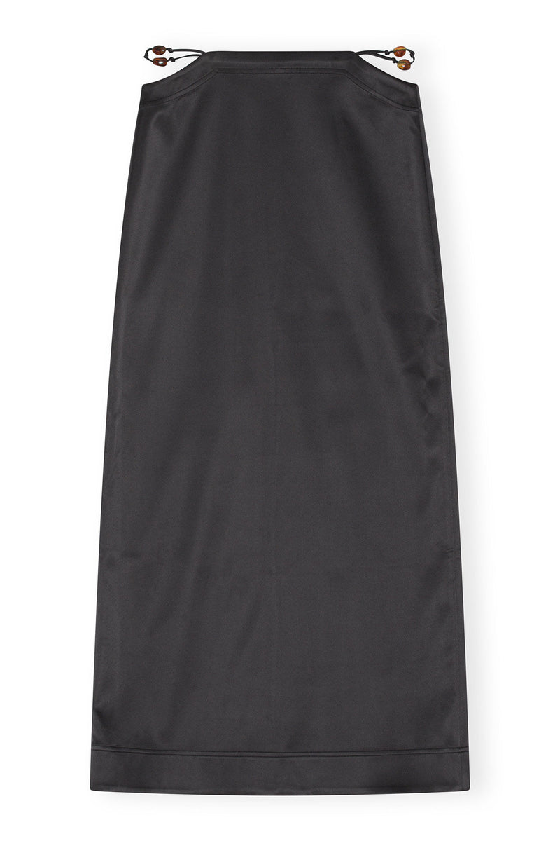 Double Satin Maxi Skirt - Black