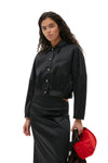 Double Satin Short Jacket - Black