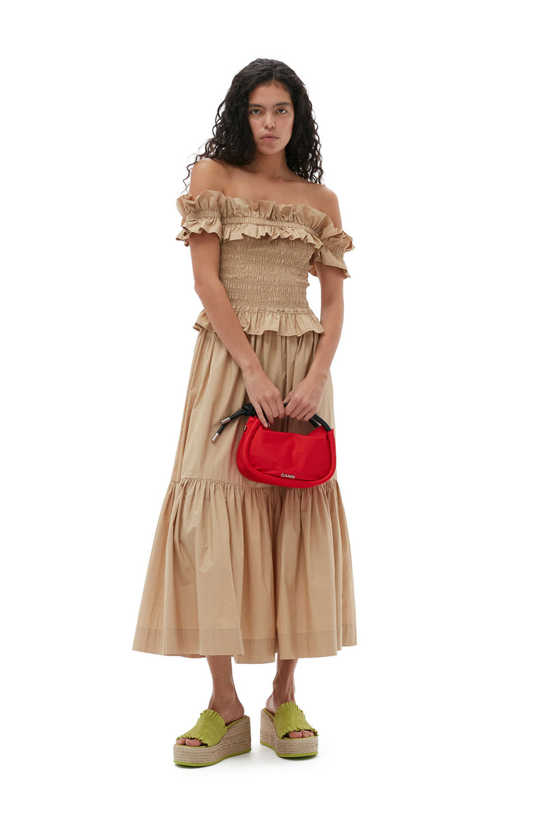 Cotton Poplin Maxi Flounce Skirt - Curds and Whey