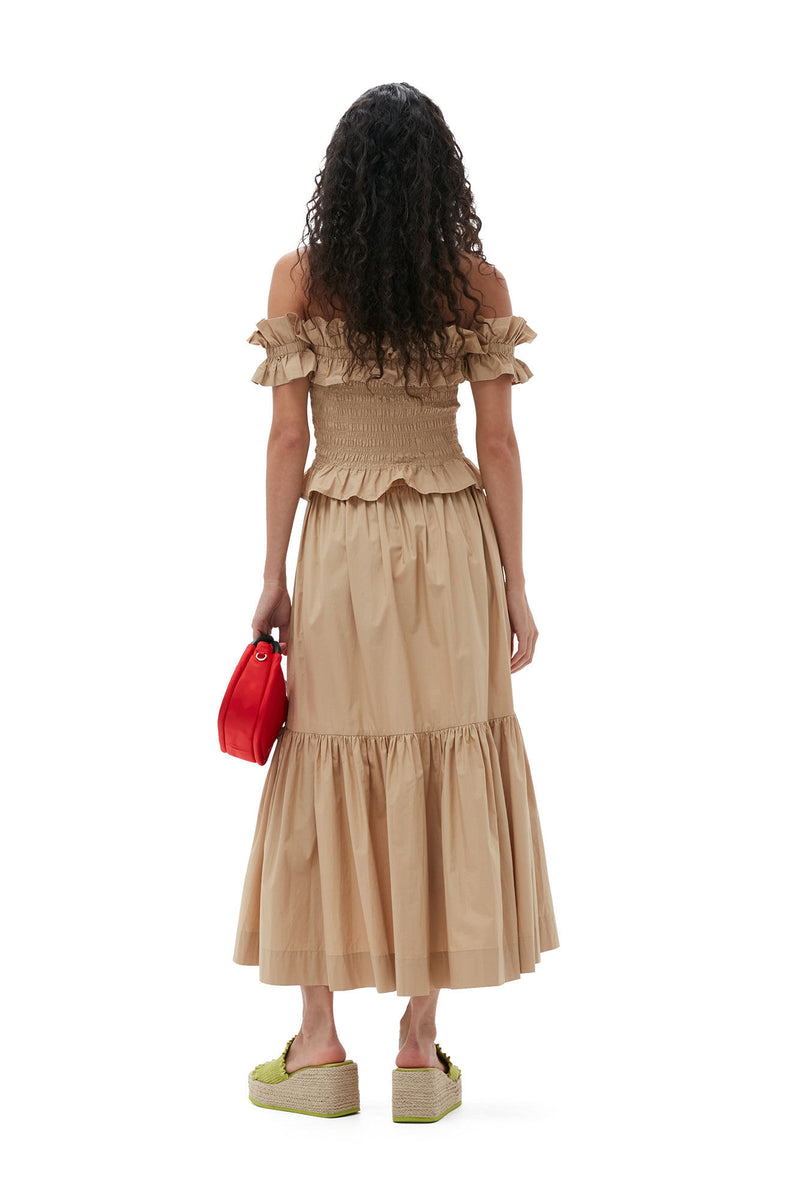 Cotton Poplin Maxi Flounce Skirt - Curds and Whey